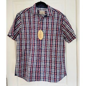 NWT Vintage Italia 100% Cotton Patriotic Short Sleeve Button Down Shirt